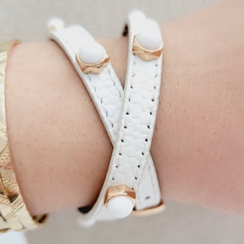 Henri Bendel White and Gold Braided Bracelet